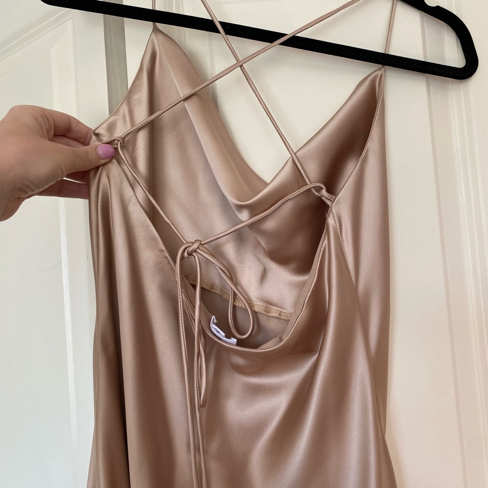 Le Lis Gold Cowl Neck Slip Dress for Weddings - Picture 4 of 8